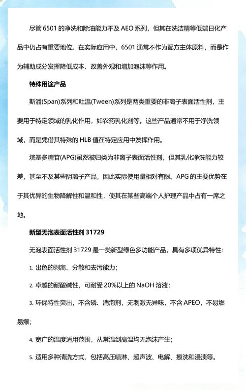 常用非離子表面活性劑綜述